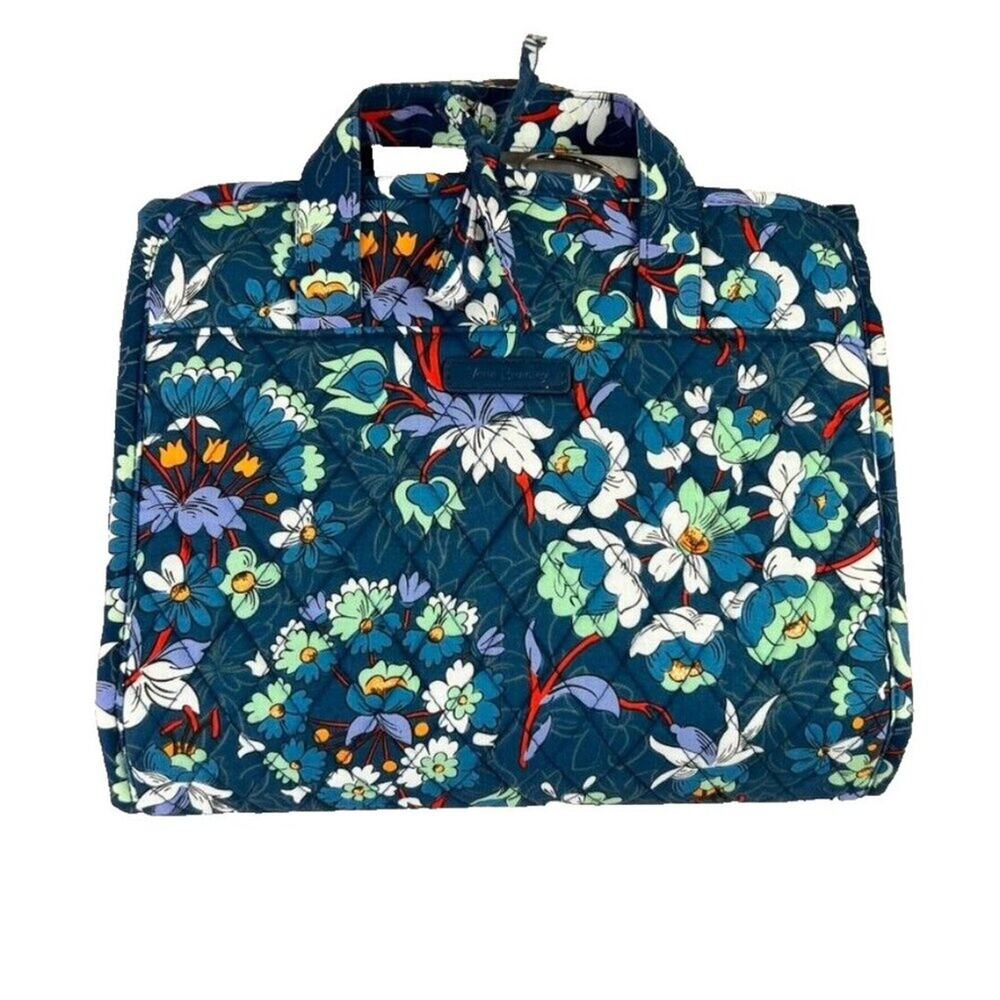 Vera Bradley Grand Hanging Organizer Floral Bursts Makeup Bag Blue - Picture 1 of 12